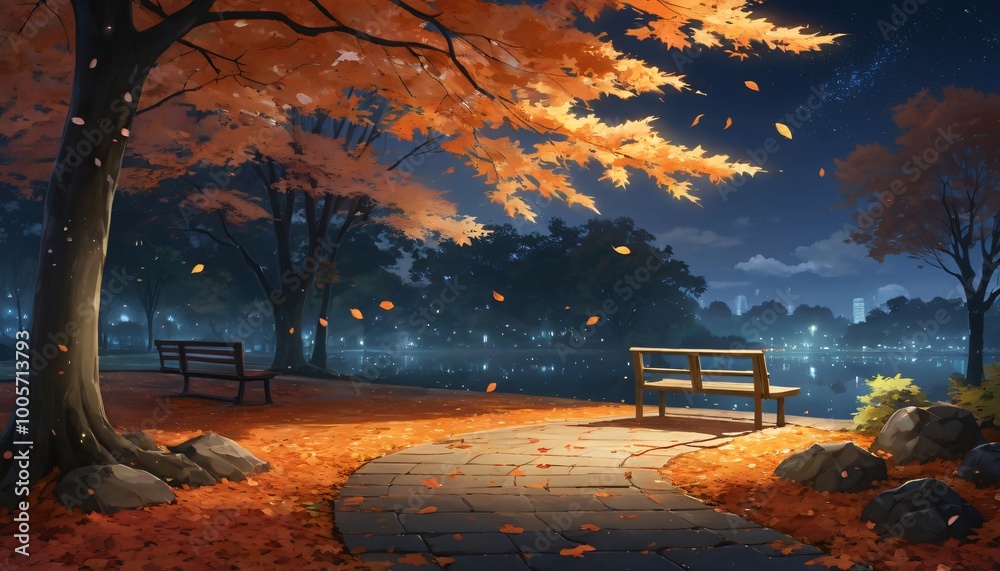anime autumn illustration background anime autumn illustration background
