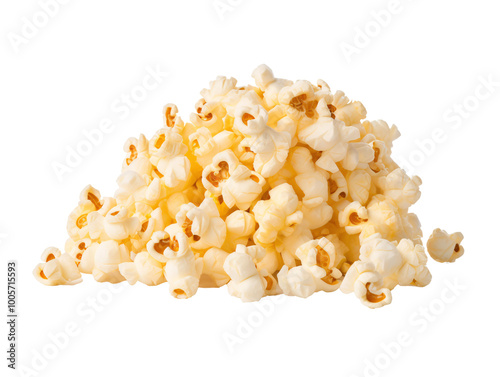 a pile of popcorn on a white background