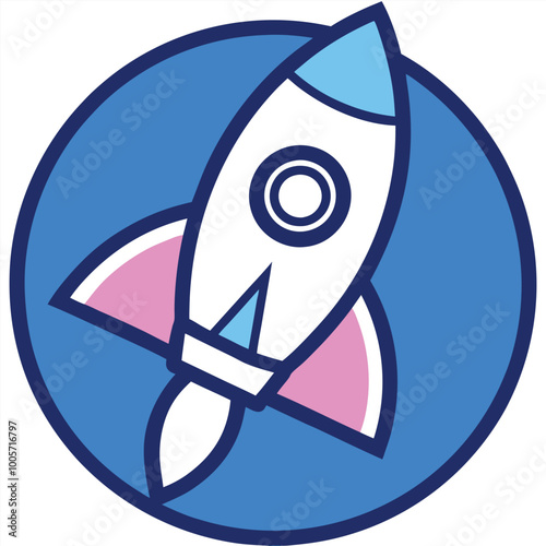 This printable vector design features a rocket ship line art logo icon, symbolizing business speed and growth. Perfect for branding, marketing materials, and innovative projects.