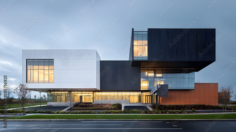 Fototapeta premium Minimalist and Secure State of the Art Prison Entrance with Reinforced Systems