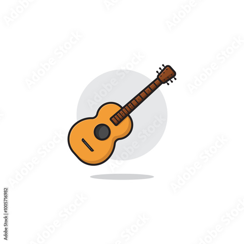 vector illustration of an acoustic guitar in cartoon illustration style