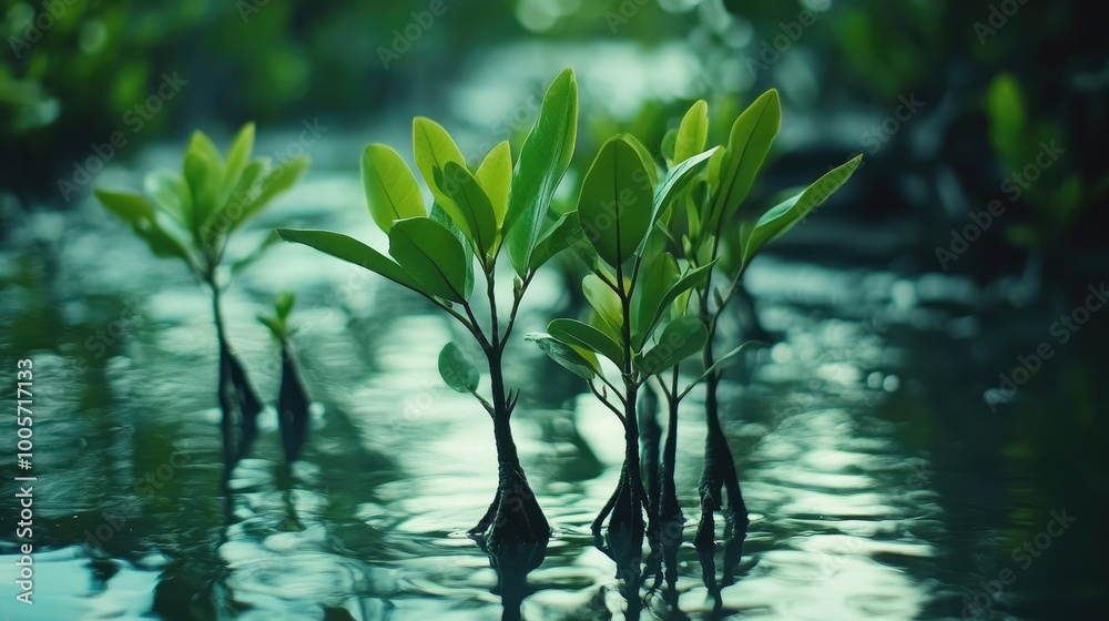 Lush Green Mangroves in Calm Waters Lush Green Mangroves in Calm Waters