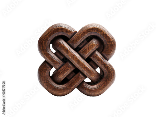 a wooden knot with a white background