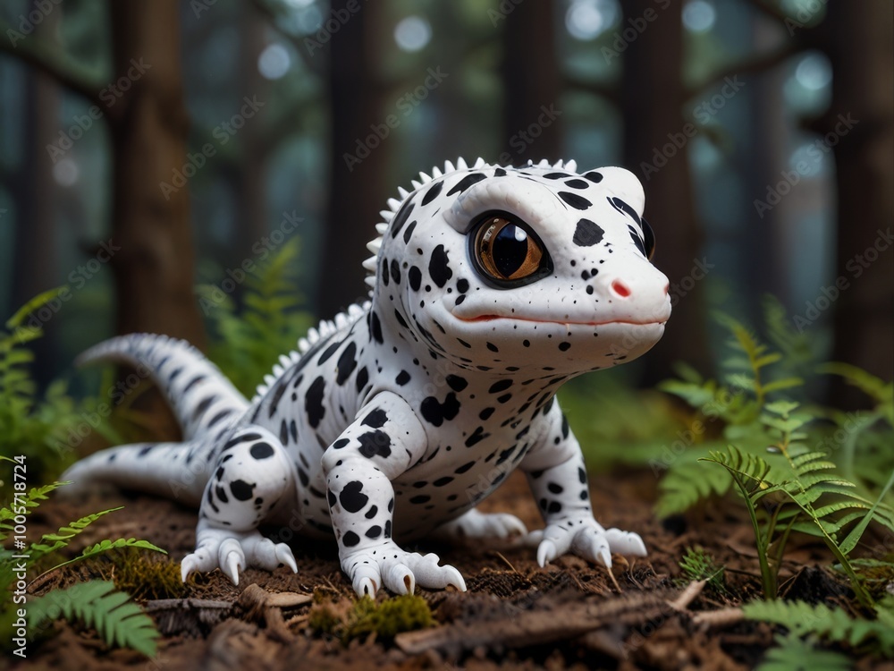 Obraz premium Cute Gecko in a Forest Setting