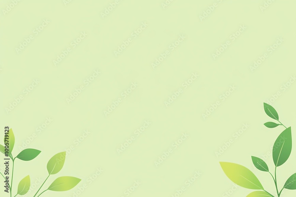 Soft Sage Green Background with Leaf Elements Soft Sage Green Background with Leaf Elements