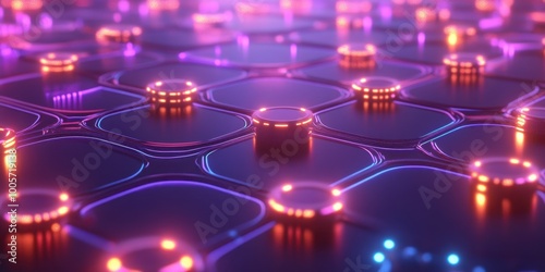 a close up of a hexagonic structure with glowing lights photo