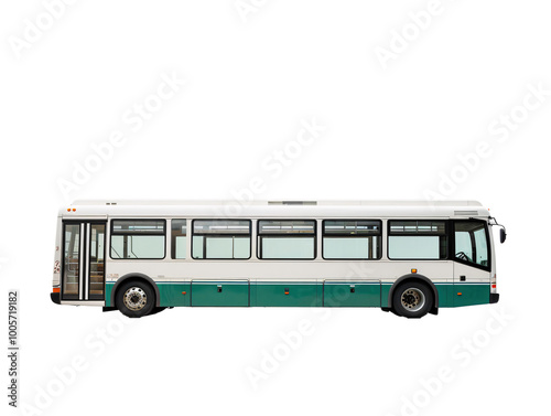 a white and green bus