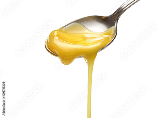 a spoon with liquid flowing from it