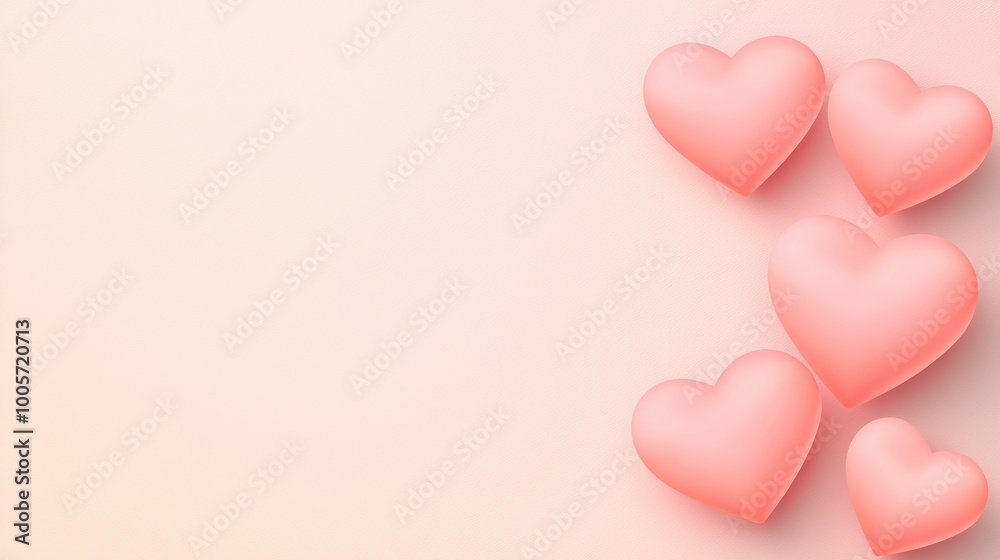 Pink hearts on a soft pastel background, ideal for romantic themes.