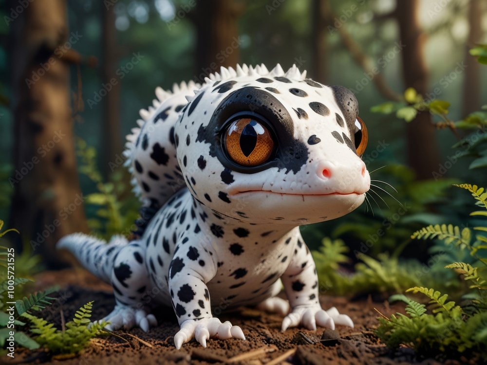 Cute Gecko in a Forest Setting