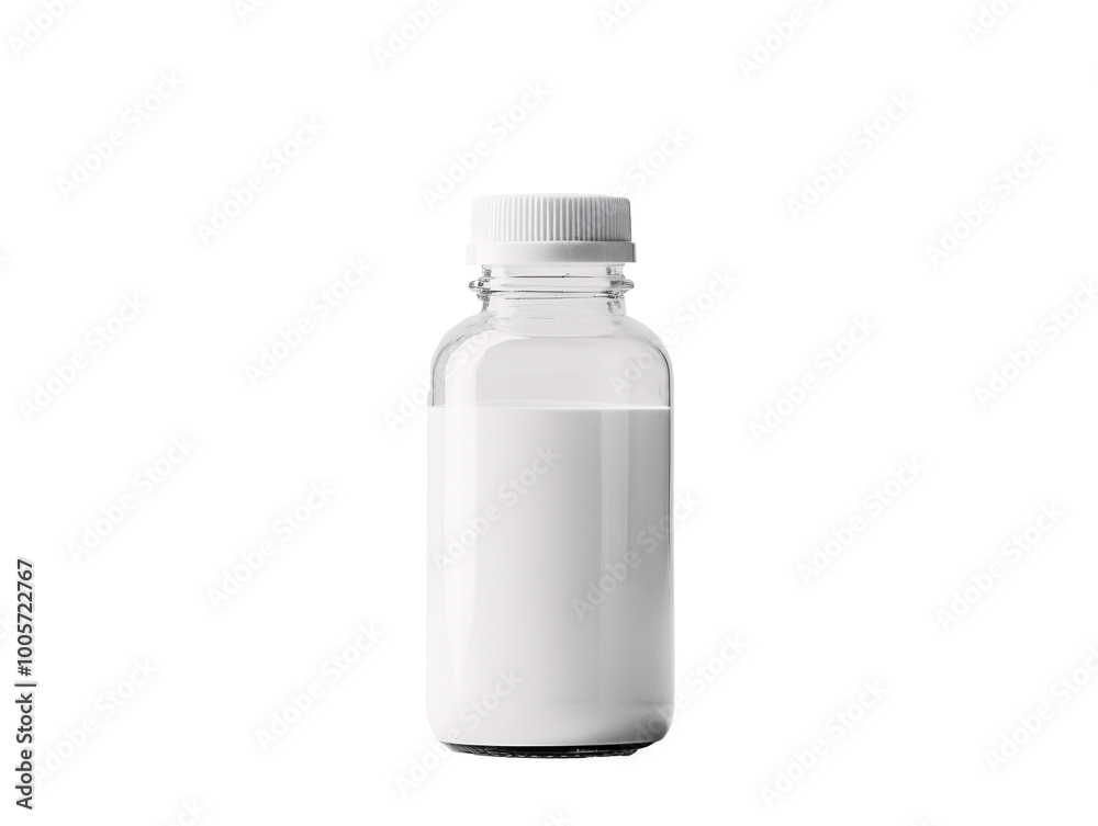 a bottle of liquid with a white cap a bottle of liquid with a white cap