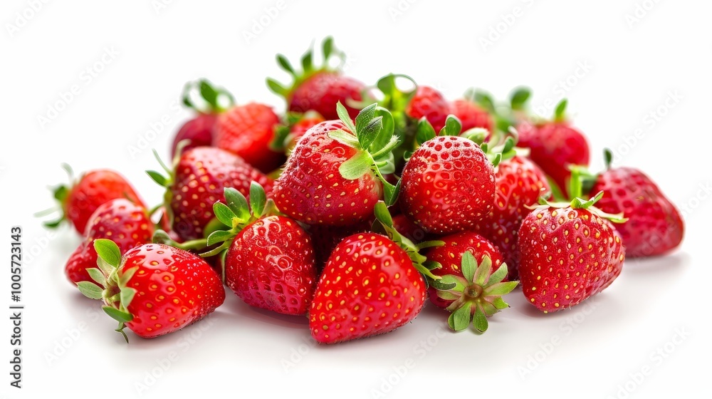 A Pile of Fresh Strawberries Isolated On White Background A Pile of Fresh Strawberries Isolated On White Background