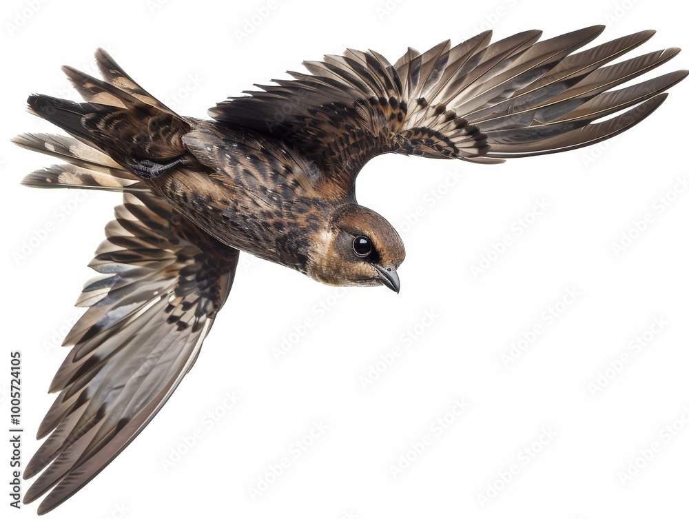 A Swift in Flight Isolated On White Background A Swift in Flight Isolated On White Background