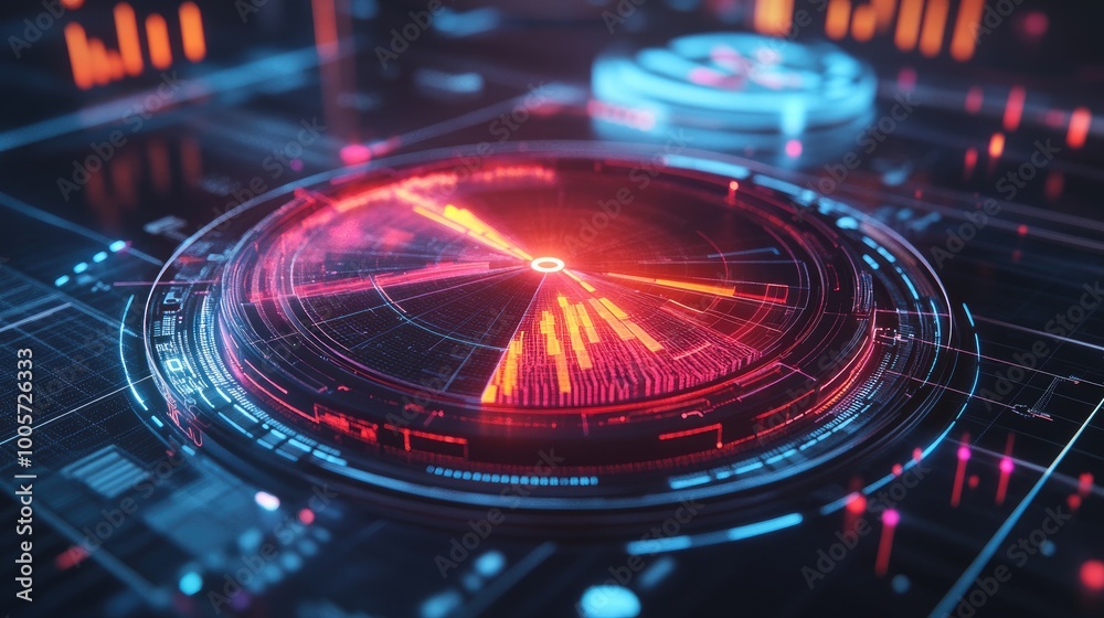 Futuristic Digital Interface with Red and Blue Elements Futuristic Digital Interface with Red and Blue Elements