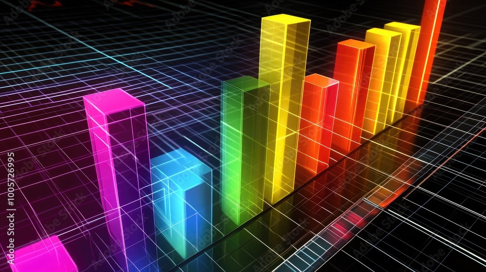 Colorful Bar Graph on Digital Background Colorful Bar Graph on Digital Background