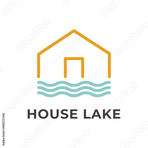 house lake sea logo design concept idea