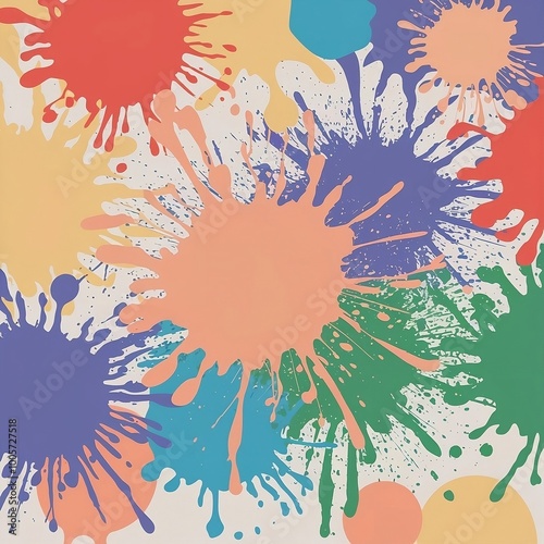Abstract Colorful Splatter Paint on Artistic Background