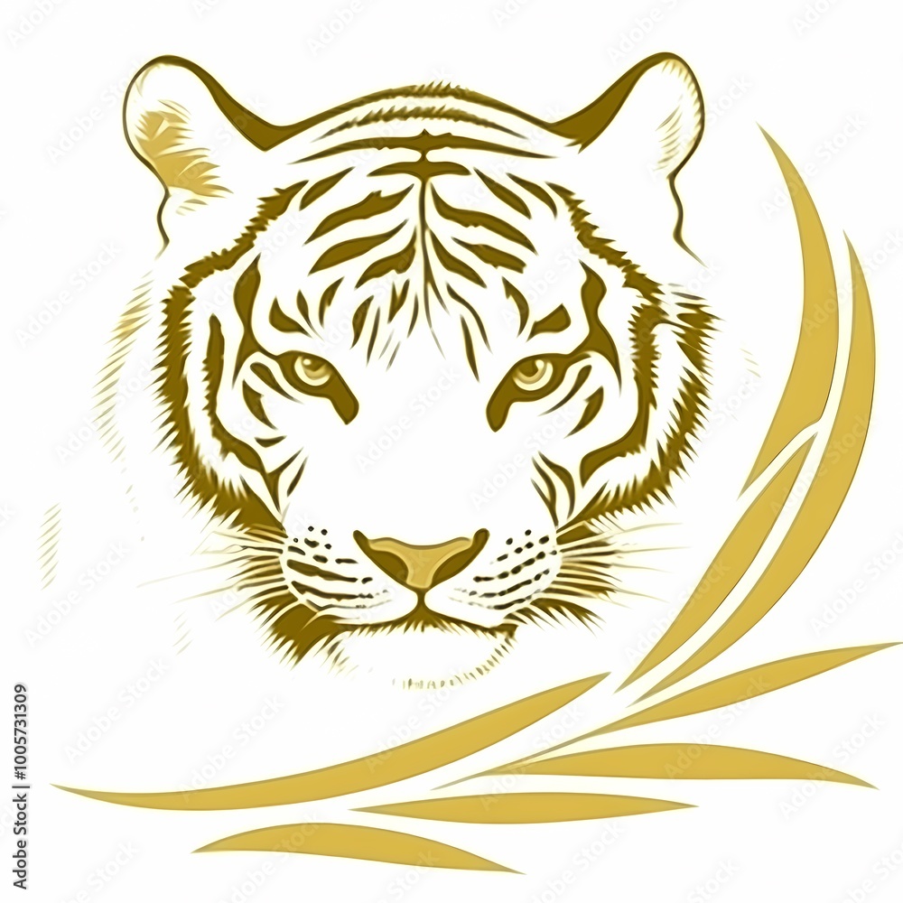 Naklejka premium Eco-Friendly Tiger Icon for Forest Conservation
