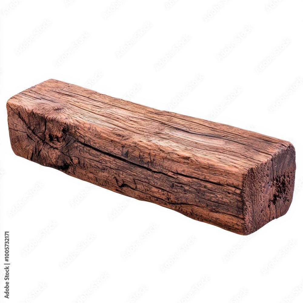 Fototapeta premium A rustic wooden log with rich textures and natural beauty, perfect for decoration or craft projects against a white background.
