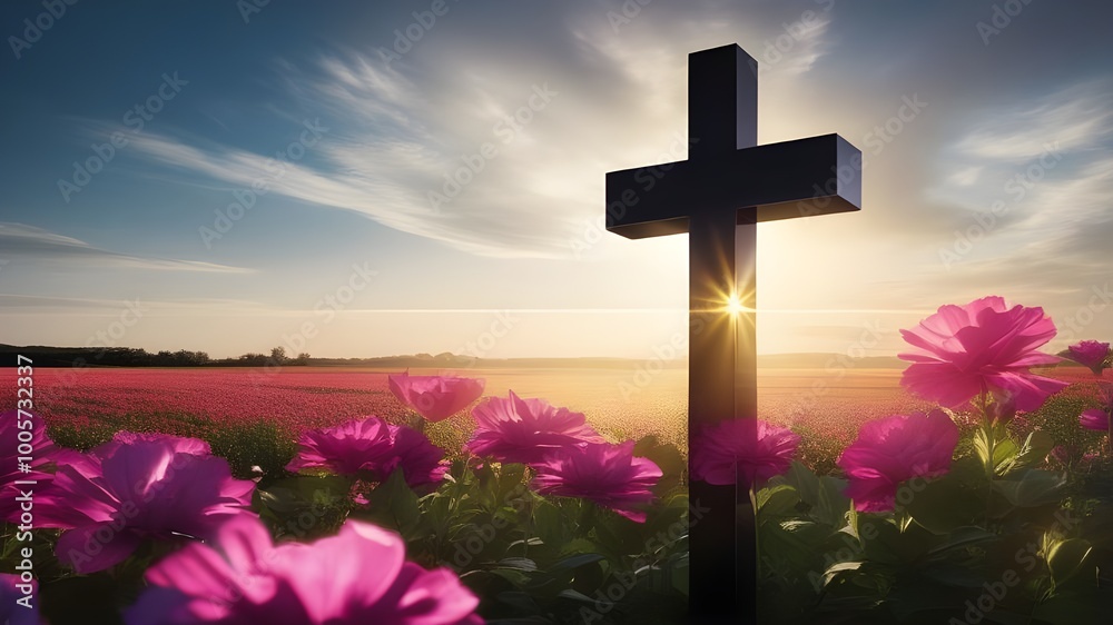 A cross with flower A cross with flower