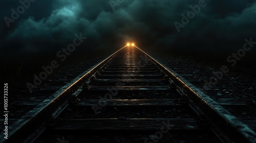 Mysterious Train Tracks Under Dark Clouds