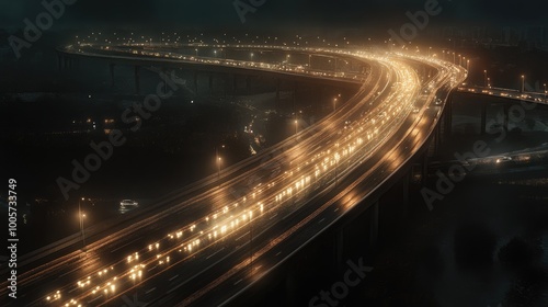 Nighttime Traffic Flow on a Wet Highway