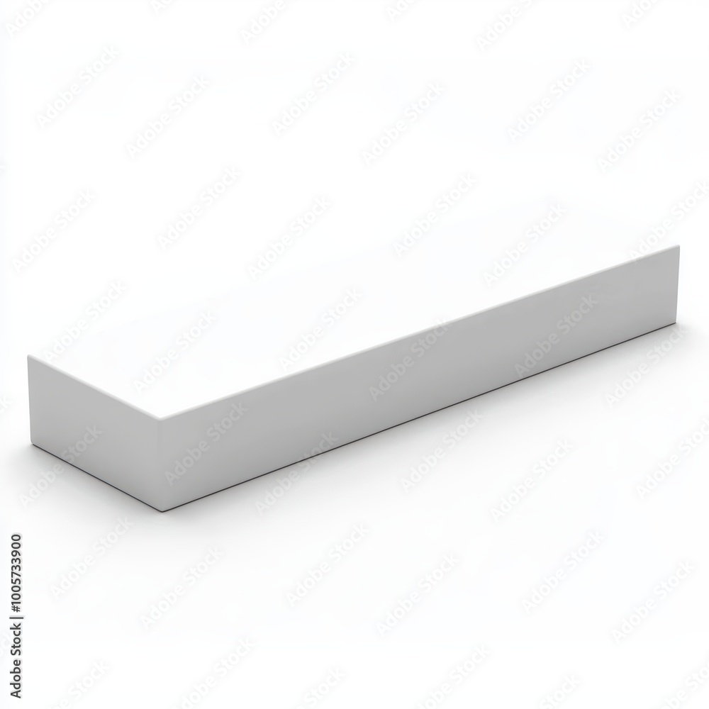 Blank rectangular block on a white isolated background for customizable designs.