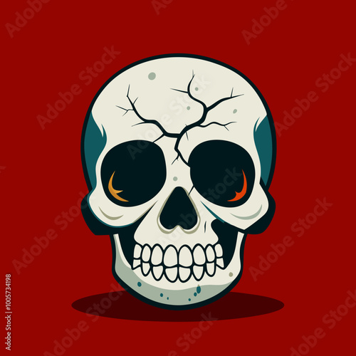 Skull and crossbones design on a black background, featuring a detailed skull with a menacing expression, perfect for Halloween or pirate-themed art