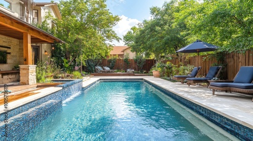 Wallpaper Mural Serene Backyard Pool with Loungers and Greenery Torontodigital.ca
