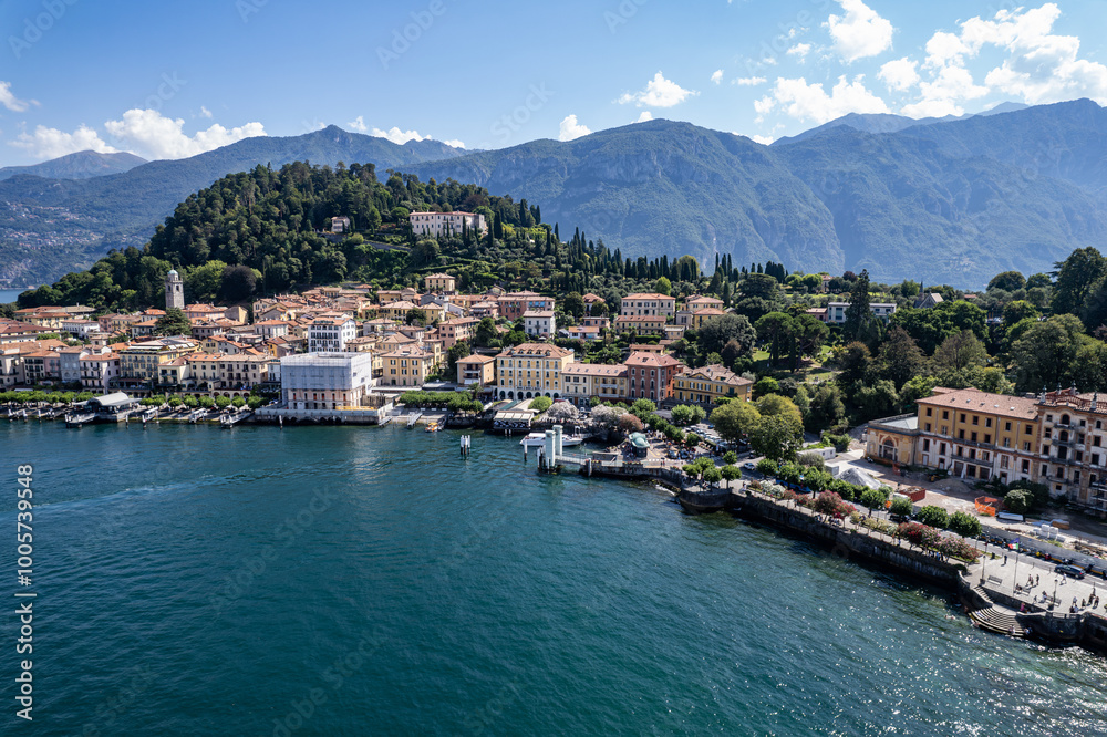 Fototapeta premium City of Bellagio, drone photo Lake Como, Italy 23.08.2024