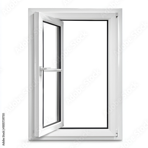 Modern white window with an open frame on a clean, isolated background.