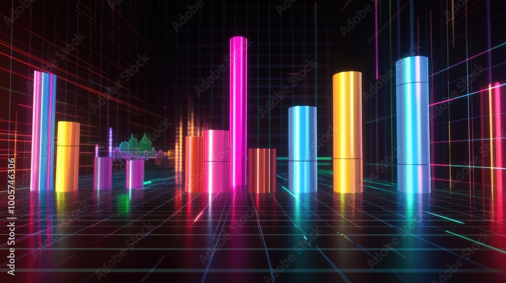 Colorful Neon Bar Graph with Data Visualization Colorful Neon Bar Graph with Data Visualization