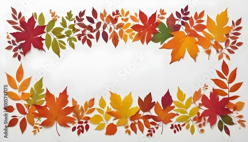 Wallpaper Mural Autumn background featuring a decorative frame of vibrant colored leaves, perfect for adding a personal message or text, capturing the essence of the fall season Torontodigital.ca