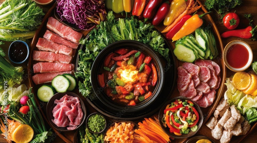 Fototapeta premium Colorful Ingredients for a Delicious Culinary Spread