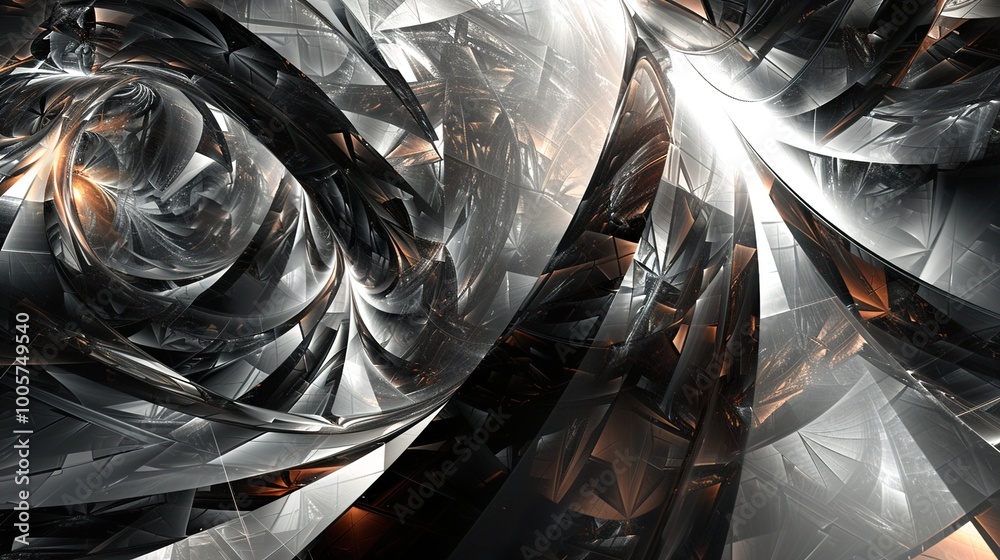 Abstract Fractal Art: Geometric Patterns and Metallic Textures