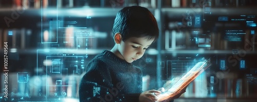 Child Exploring Futuristic ...