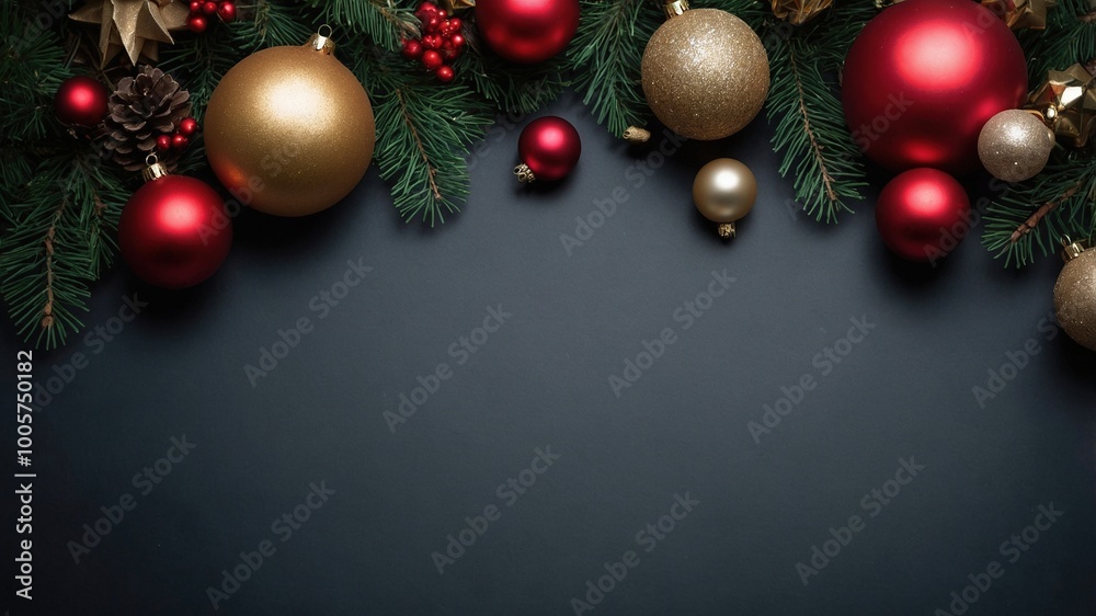 Fondo de Navidad con Bolas y Detalles de Abeto: Sutil y Encantador. Textura de pizarra para escribir. Fondo de Navidad con Bolas y Detalles de Abeto: Sutil y Encantador. Textura de pizarra para escribir.