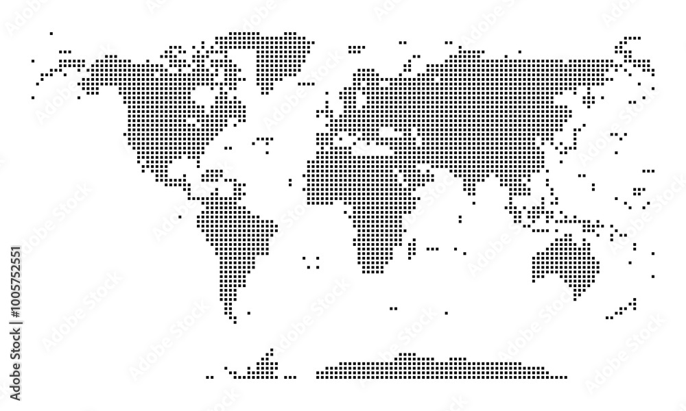 Fototapeta premium Realistic Squire Dotted World Map Vector Design Just in Simple Global Map Silhouette Pattern Map
