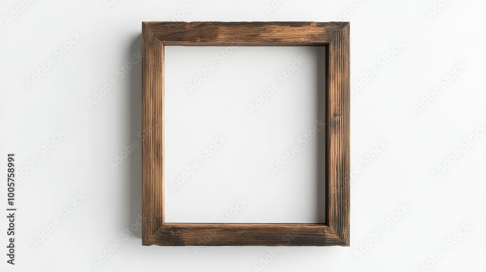 A rustic wooden frame mockup placed on a bright white background, perfect for displaying artwork or photography in a natural and elegant style. A rustic wooden frame mockup placed on a bright white background, perfect for displaying artwork or photography in a natural and elegant style.
