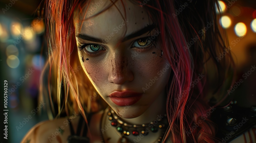 Intense Gaze: A Portrait of a Woman with Red Hair Intense Gaze: A Portrait of a Woman with Red Hair