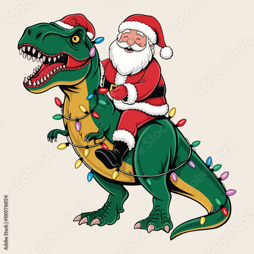 Santa Riding a T-Rex. Perfect Funny Christmas Shirt for Dinosaur Enthusiasts