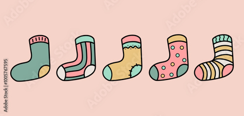  Colorful socks set vector illustration photo