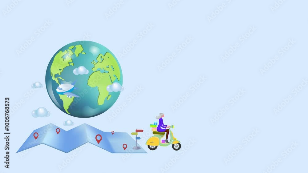 The concept of traveling around the globe.
Vacation planning, tourism, ticket booking. Animation, space for copying. The concept of traveling around the globe.
Vacation planning, tourism, ticket booking. Animation, space for copying.