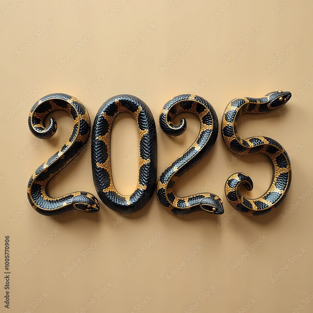 Obraz premium 2025 snakeskin figures on a wood background