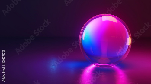 isolated ball with neon light, 3d modern background and wallpaper