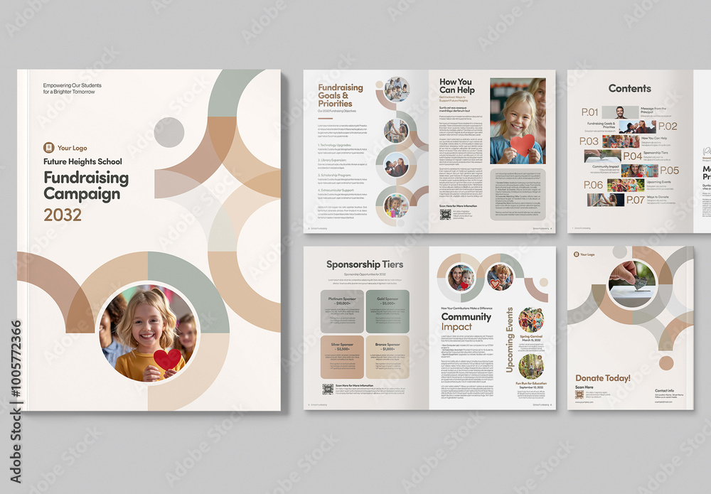 School Fundraising Brochure Layout Stock Template | Adobe Stock