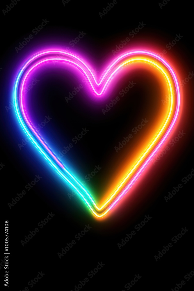 Abstract Heart with Glowing Neon Rays Abstract Heart with Glowing Neon Rays