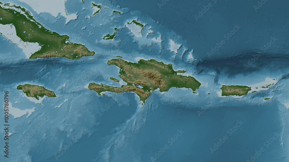 Fototapeta premium La Espanola Island. Haiti, Dominican Republic. Physical