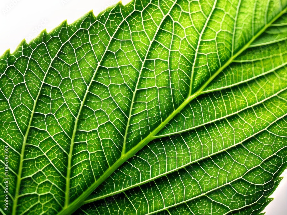 Isolated lush green leaf on an empty background symbolizes natural ecology and offers fresh wallpaper concepts, Isolated lush green leaf on an empty background symbolizes natural ecology and offers fresh wallpaper concepts,