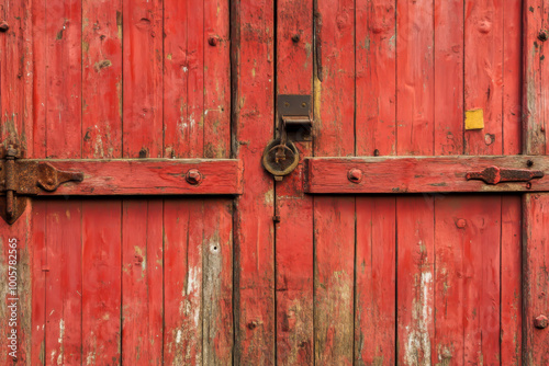 red wooden door